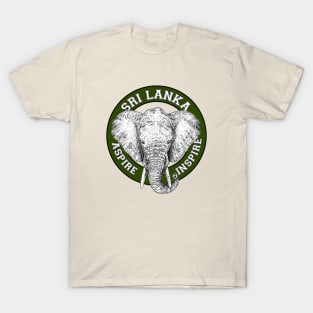 Sri Lanka Elephant Green, Black & White (Ceylon Elephant) T-Shirt